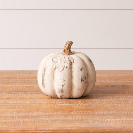 Antiqued White Cement Pumpkin, Sm