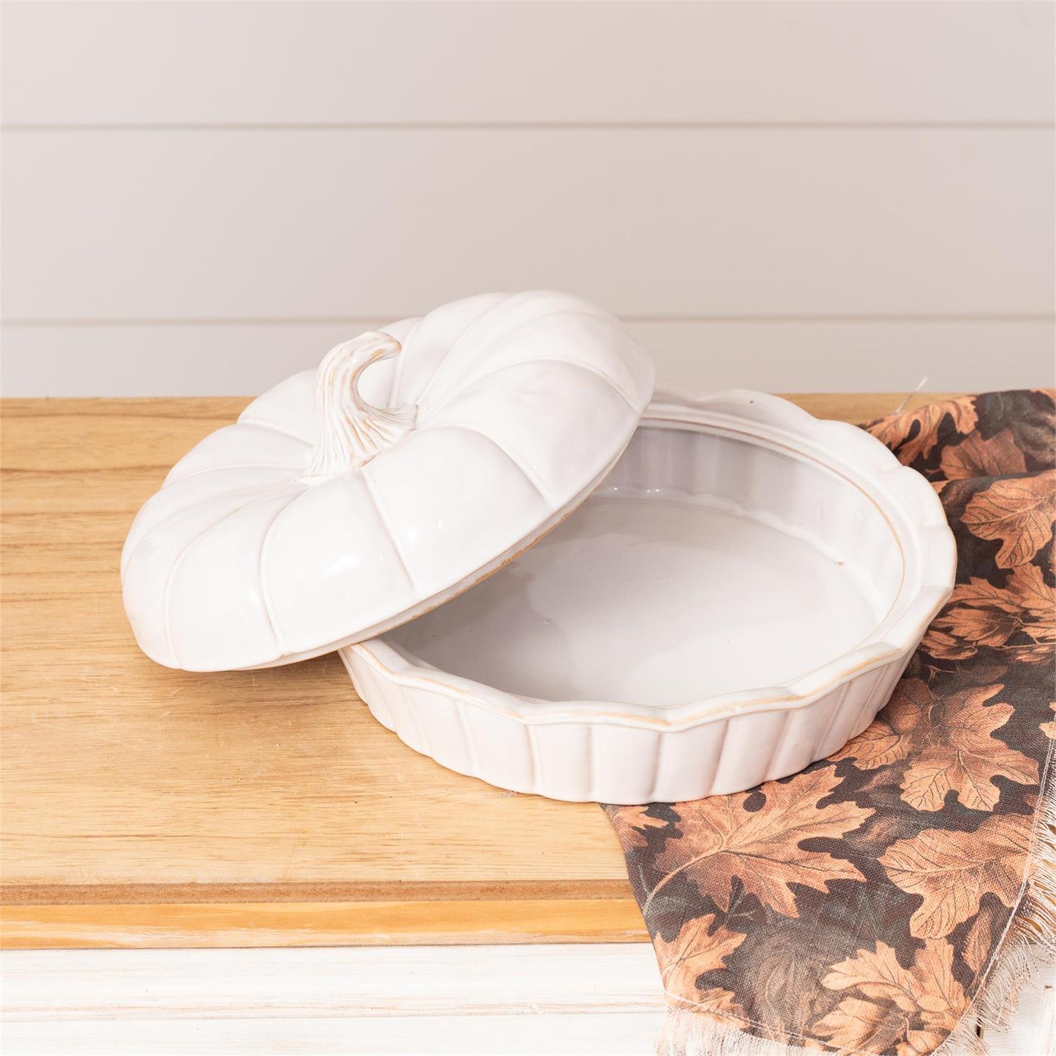 White Pumpkin Covered 9 Inch Dish