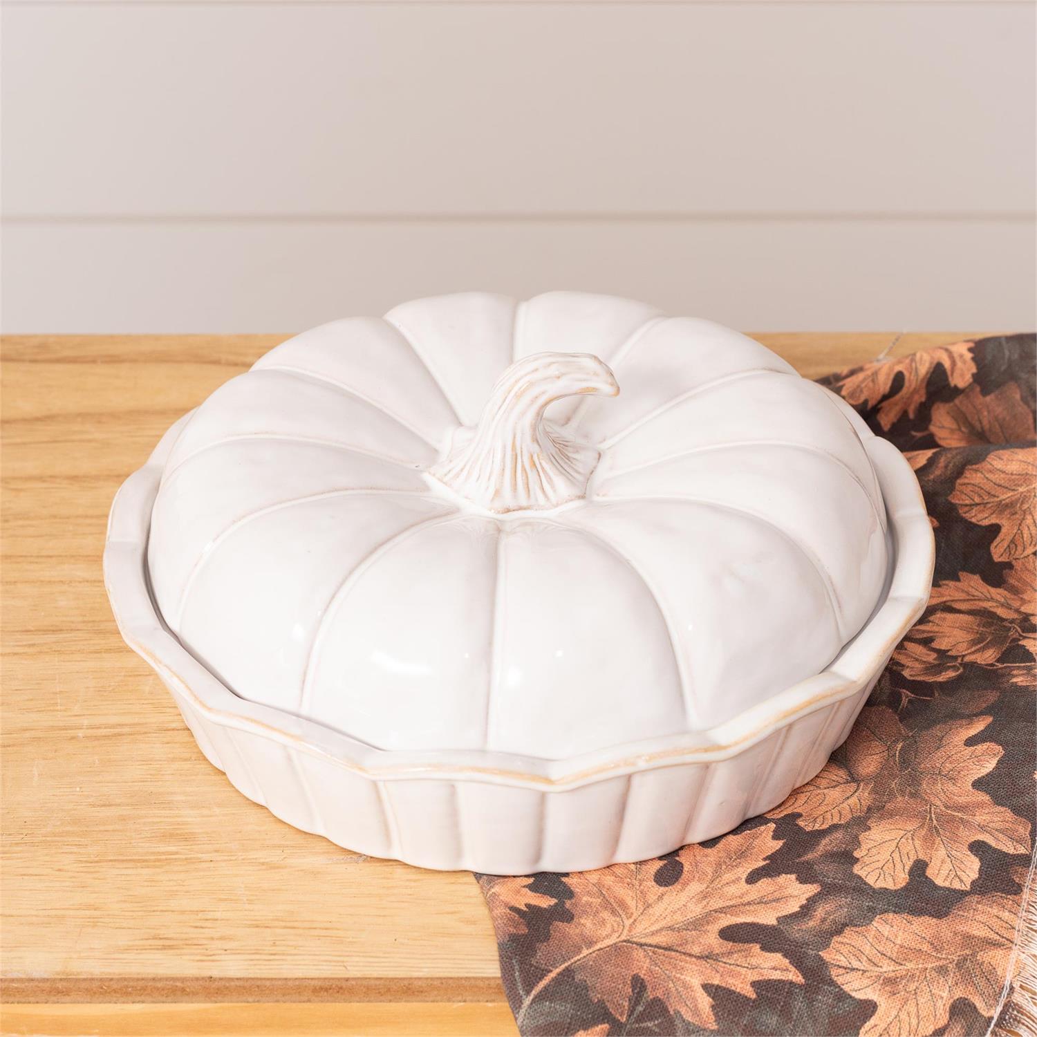 White Pumpkin Covered 9 Inch Dish