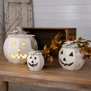 WHITE JACK O' LANTERNS WITH LIDS