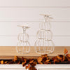 White Wire Pumpkin Candle Holders