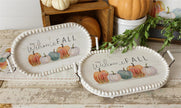 Welcome Fall Trays - Oval with Beaded Edge