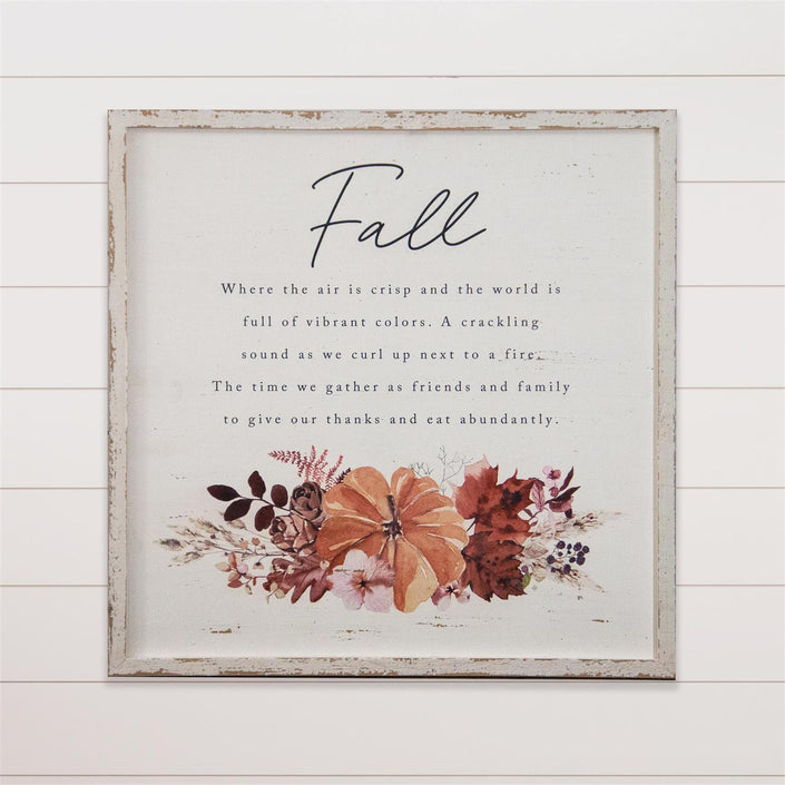 FRAMED SIGN - FALL, FLORAL PUMPKINS