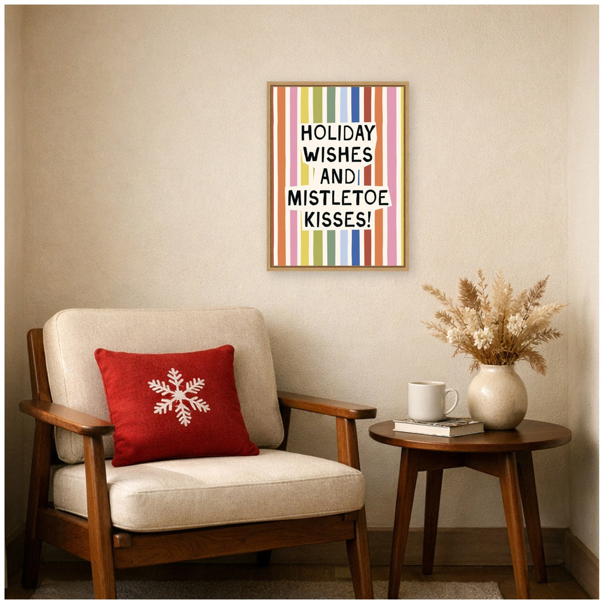 Holiday Wishes by Kikiandnim Framed Canvas Wall Art Print