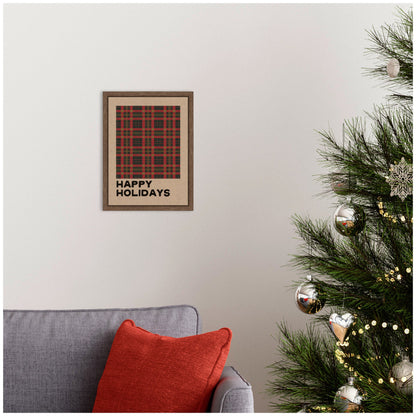 Holiday Plaid Neutral Linen by Kikiandnim Framed Canvas Wall Art Print