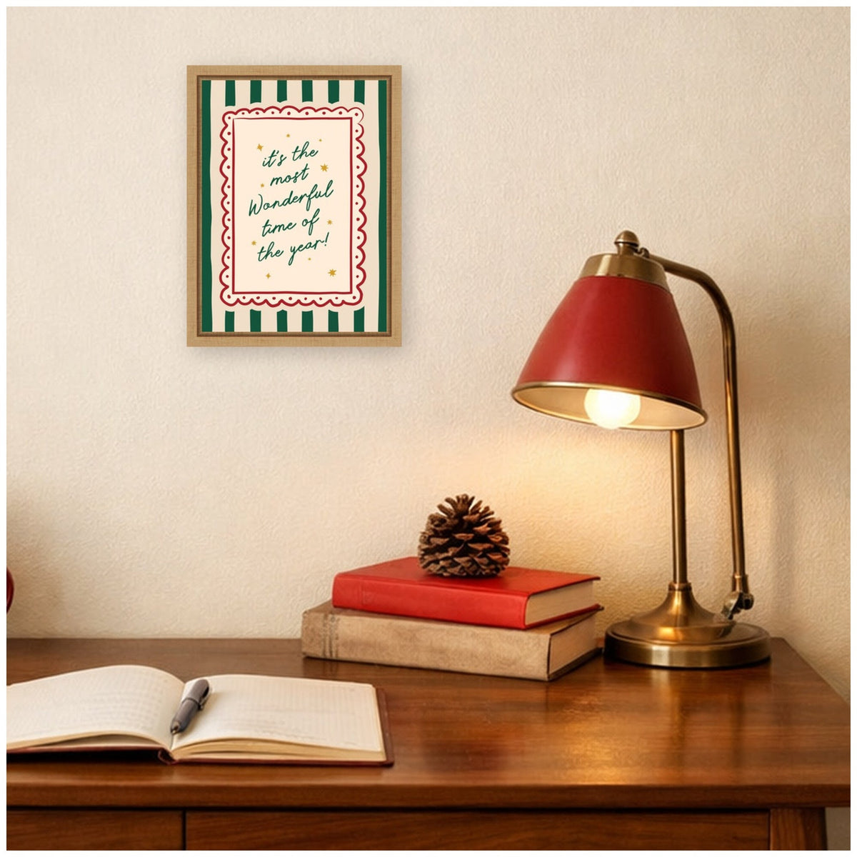 Most Wonderful Time Christmas by Lucky Guava Framed Canvas Wall Art Print