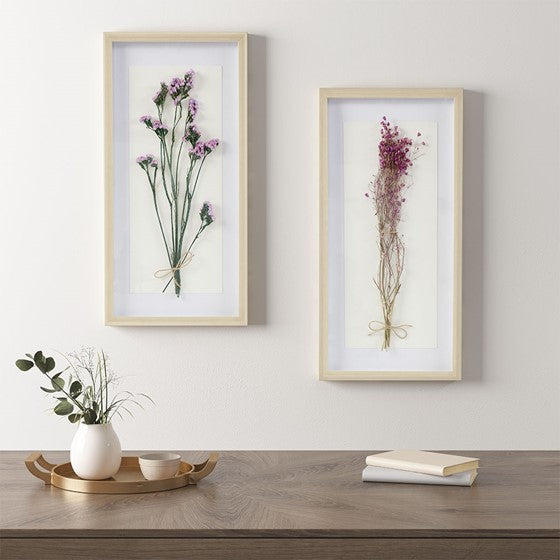 Avant Garden Dried Flower 2-piece Shadow Box Wall Decor Set