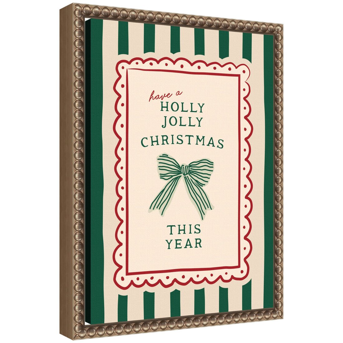 Retro Holly Jolly Christmas by Lucky Guava Framed Canvas Wall Art Print