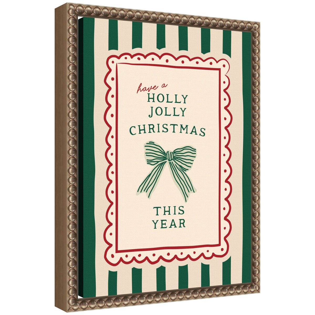 Retro Holly Jolly Christmas by Lucky Guava Framed Canvas Wall Art Print
