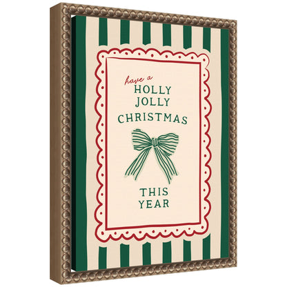 Retro Holly Jolly Christmas by Lucky Guava Framed Canvas Wall Art Print