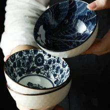 Navy Printed Porcelain Bowl