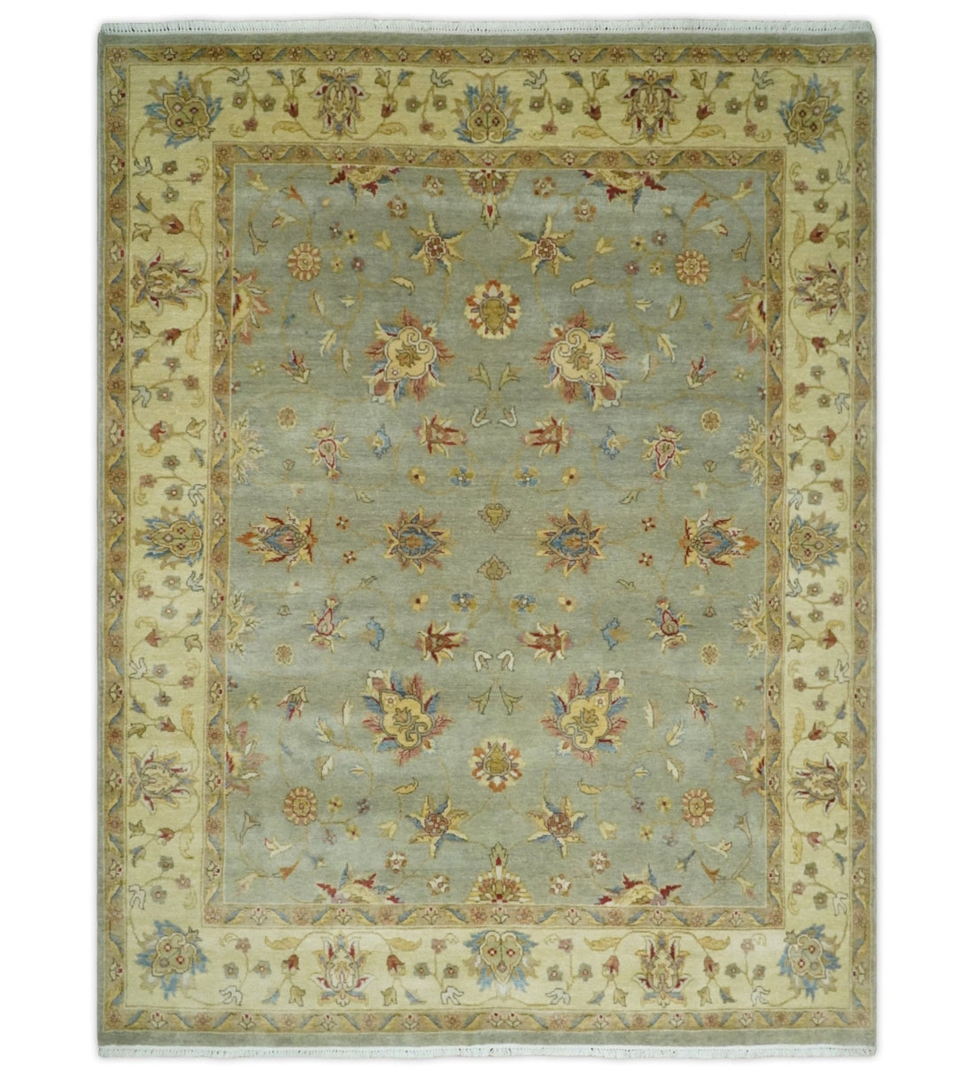 6x8 Fine Hand Knotted Silver and Ivory Traditional Vintage Persian Style Antique Wool Rug