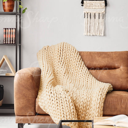 Chunky Knit Throw- Cream
