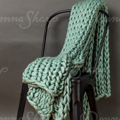 Chunky Knit Throw- Aqua