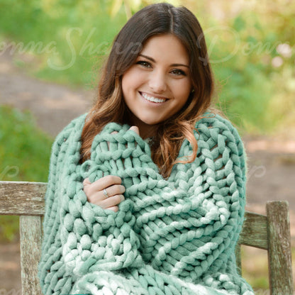 Chunky Knit Throw- Aqua
