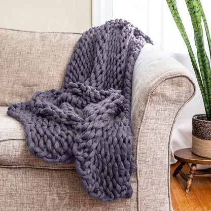 Chunky Knit Throw- Indigo