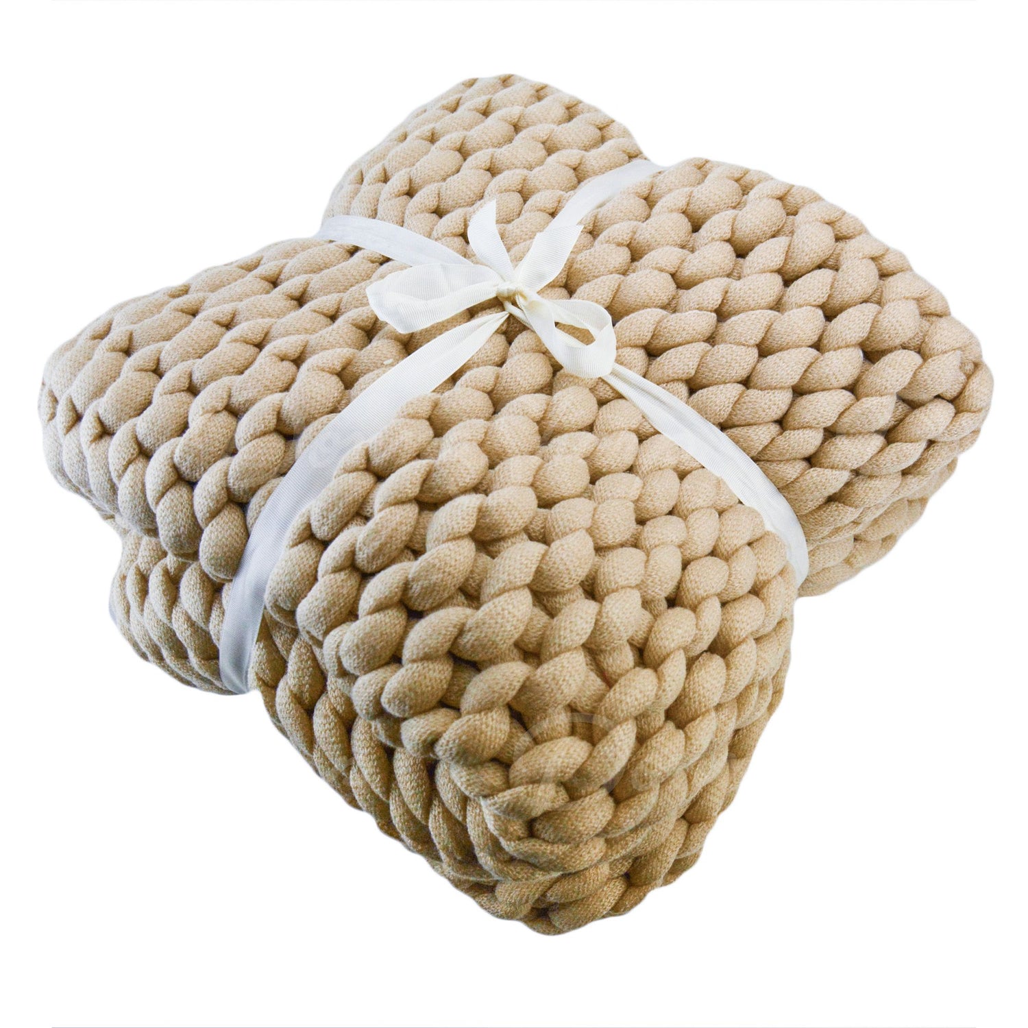 Chunky Knit Throw- Taupe