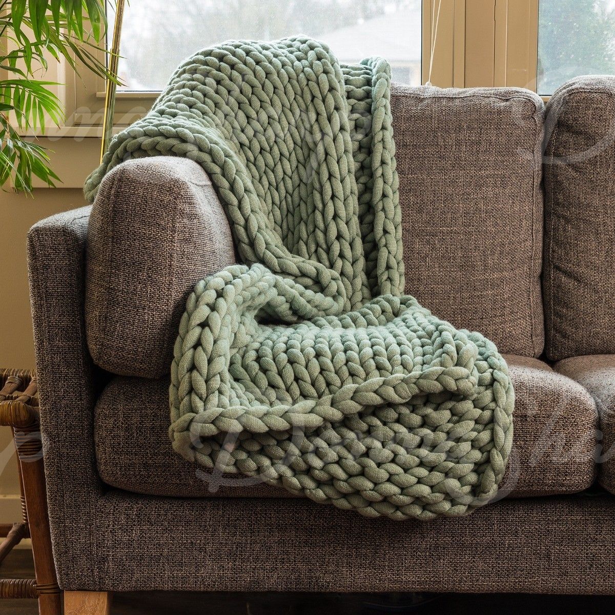 Chunky Knit Throw- Sage
