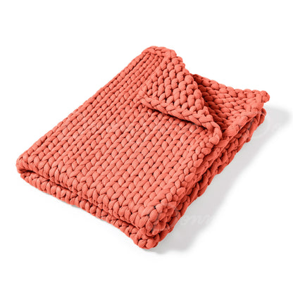 Chunky Knit Throw- Coral