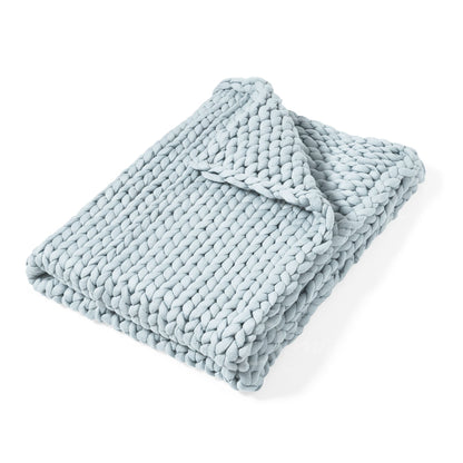Chunky Knit Throw- Blue