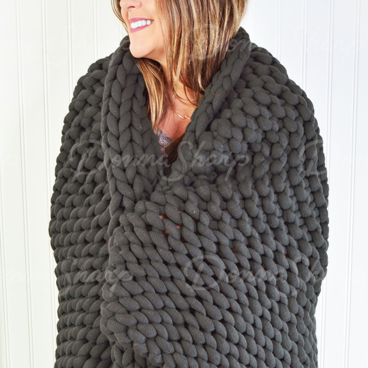 Chunky Knit Throw- Charcoal