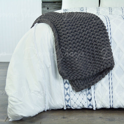 Chunky Knit Throw- Charcoal
