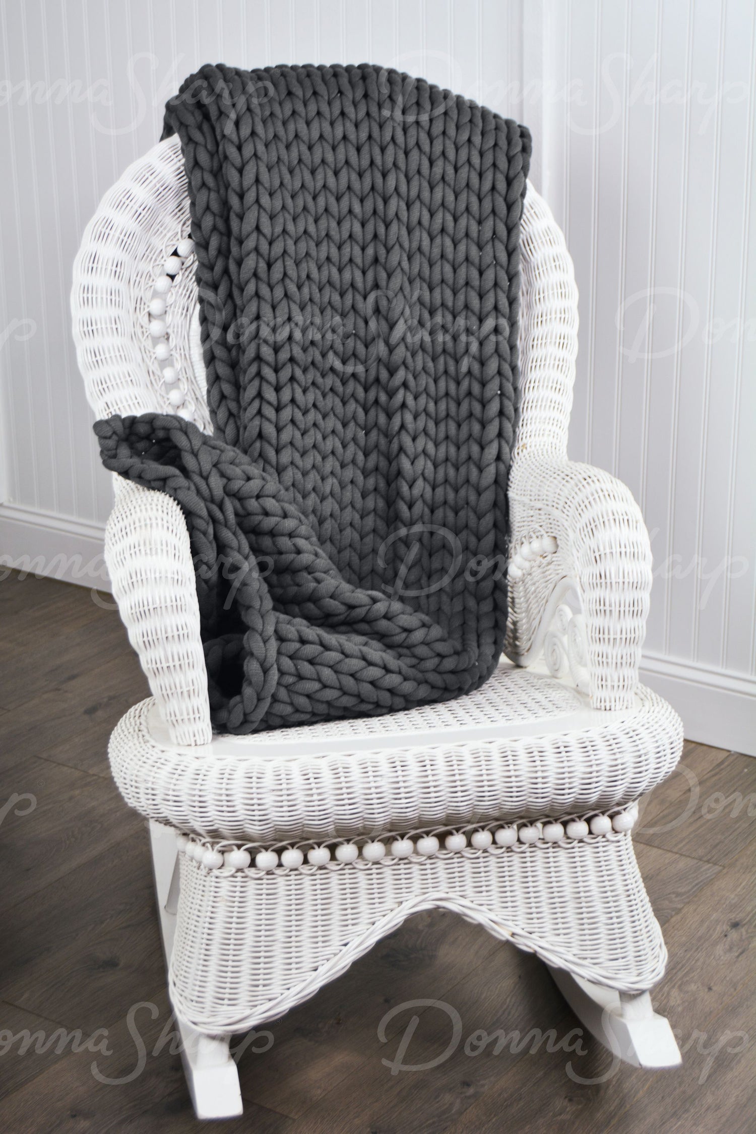 Chunky Knit Throw- Charcoal