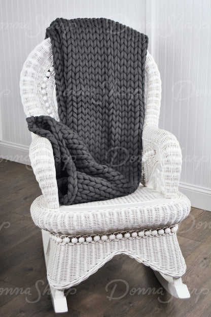 Chunky Knit Throw- Charcoal