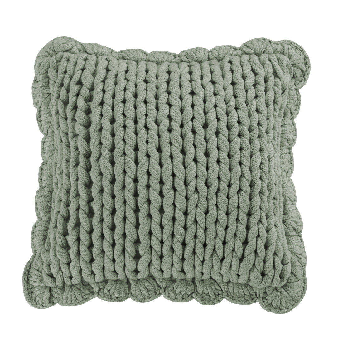 Chunky Knitted Decorative Pillow- Sage