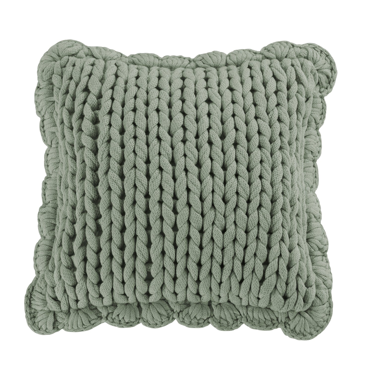 Chunky Knitted Decorative Pillow- Sage