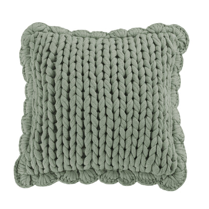 Chunky Knitted Decorative Pillow- Sage