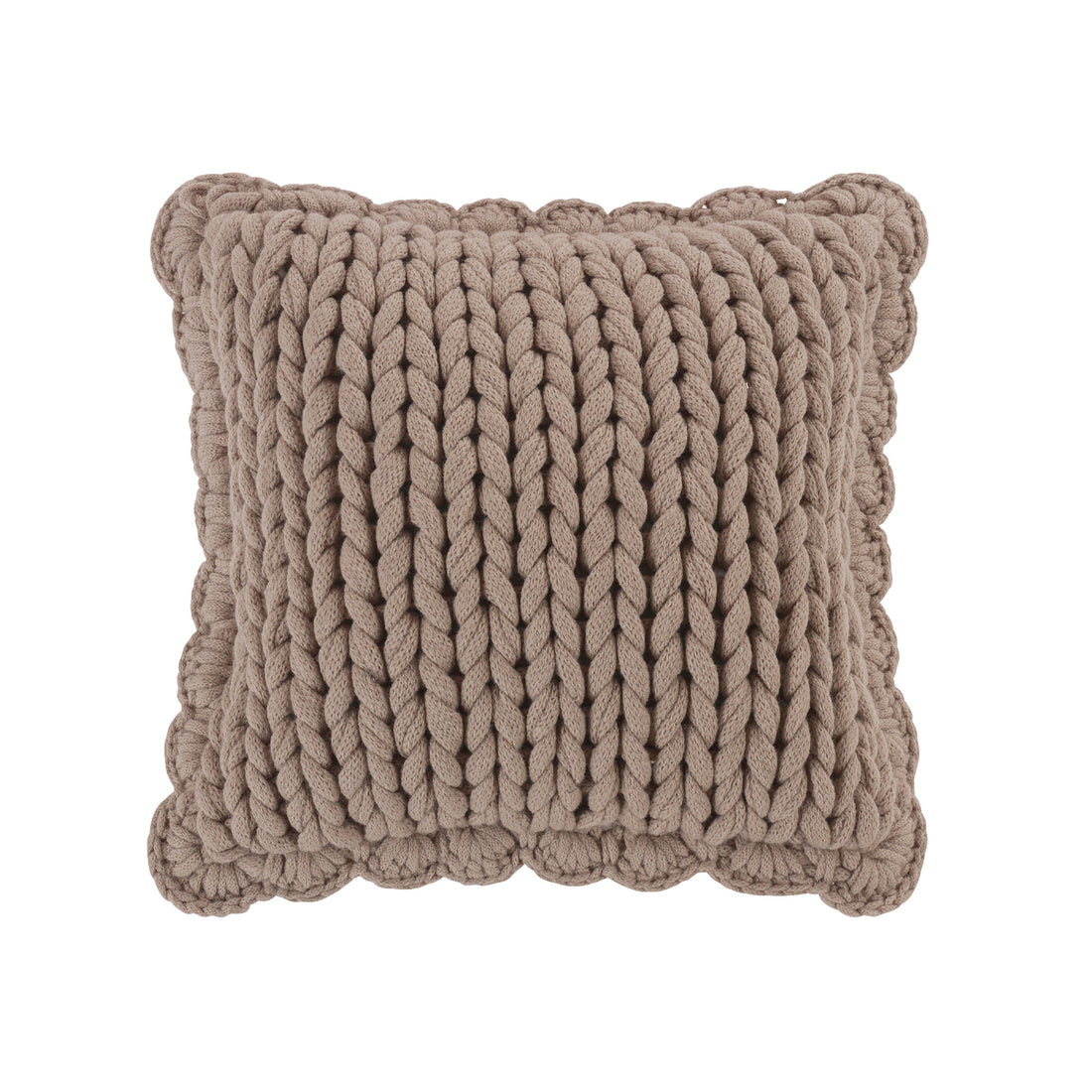 Chunky Knitted Decorative Pillow- Taupe