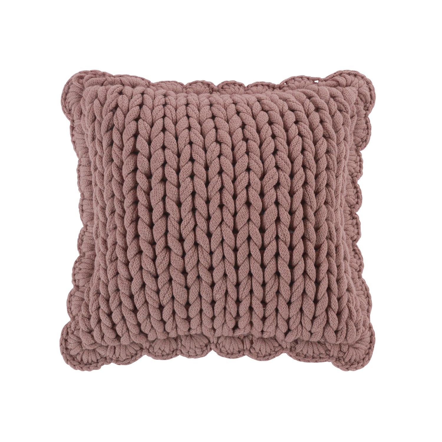 Chunky Knitted Decorative Pillow- Mauve