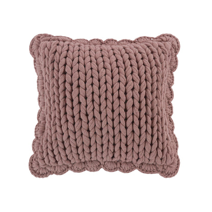 Chunky Knitted Decorative Pillow- Mauve