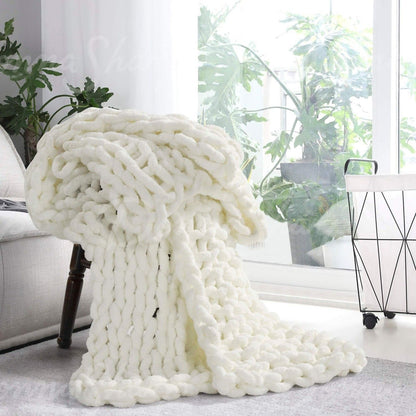 Chenille Knit Throw- Ivory