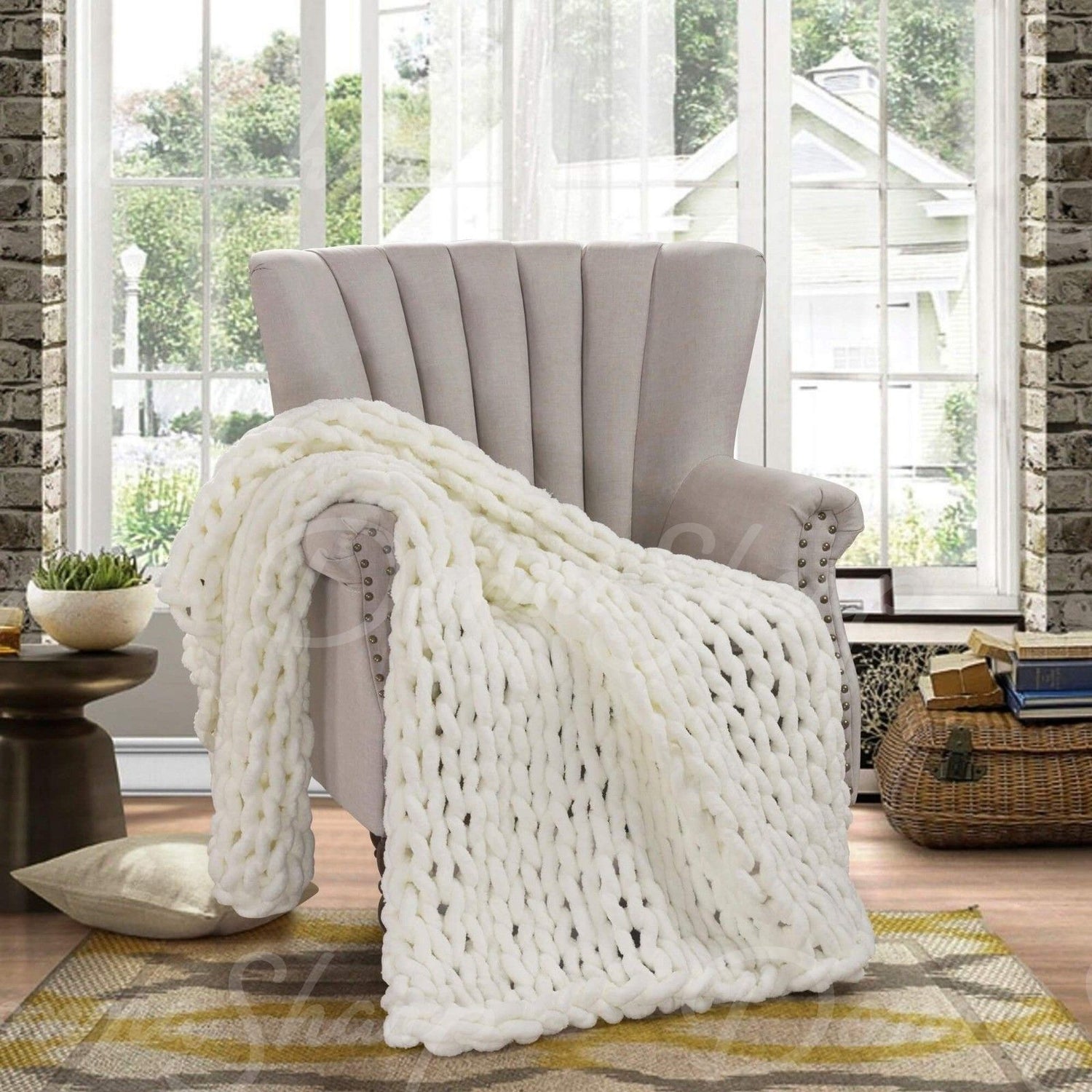 Chenille Knit Throw- Ivory