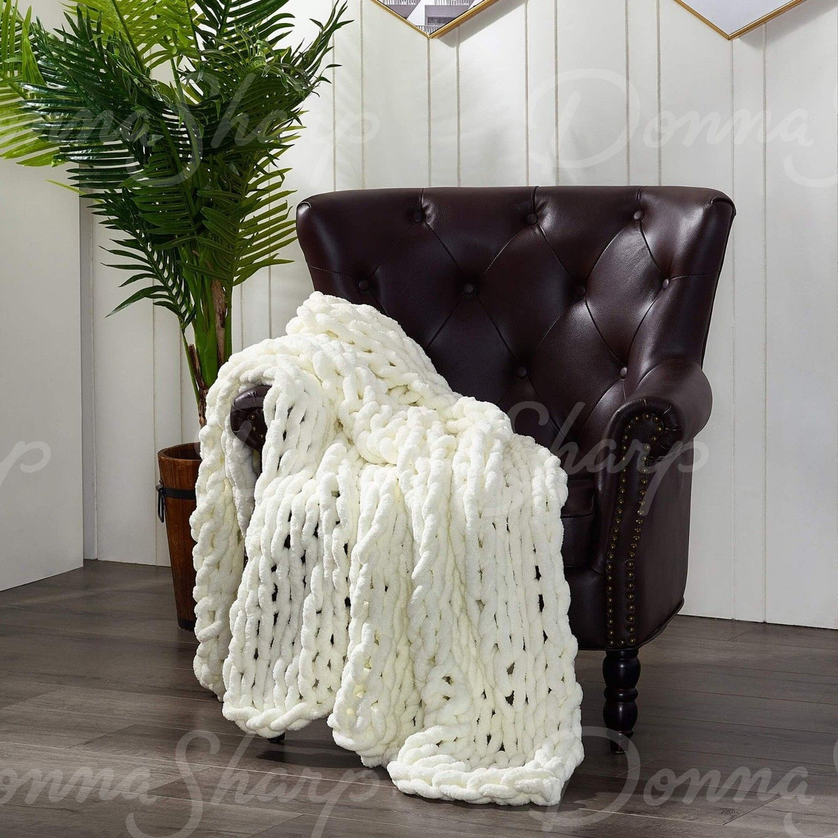 Chenille Knit Throw- Ivory