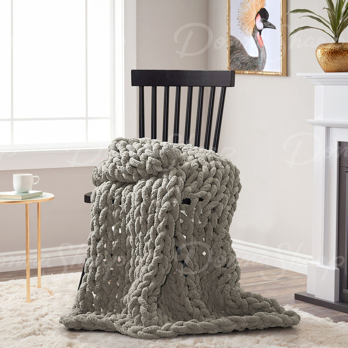 Chenille Knit Throw- Dove