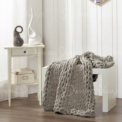 Chenille Knit Throw- Dove