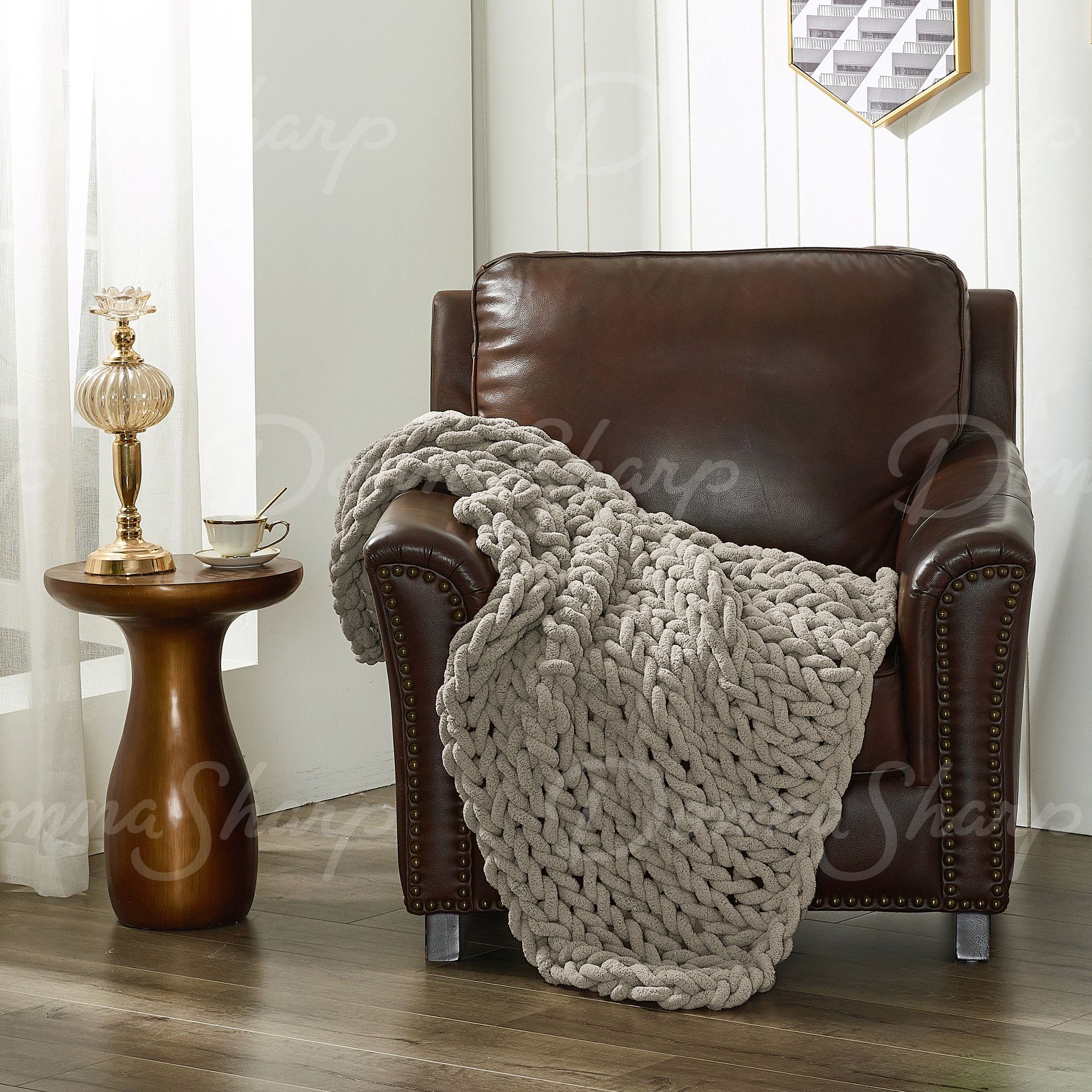 Chenille Knit Throw- Dove