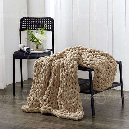 Chenille Knit Throw- Mink