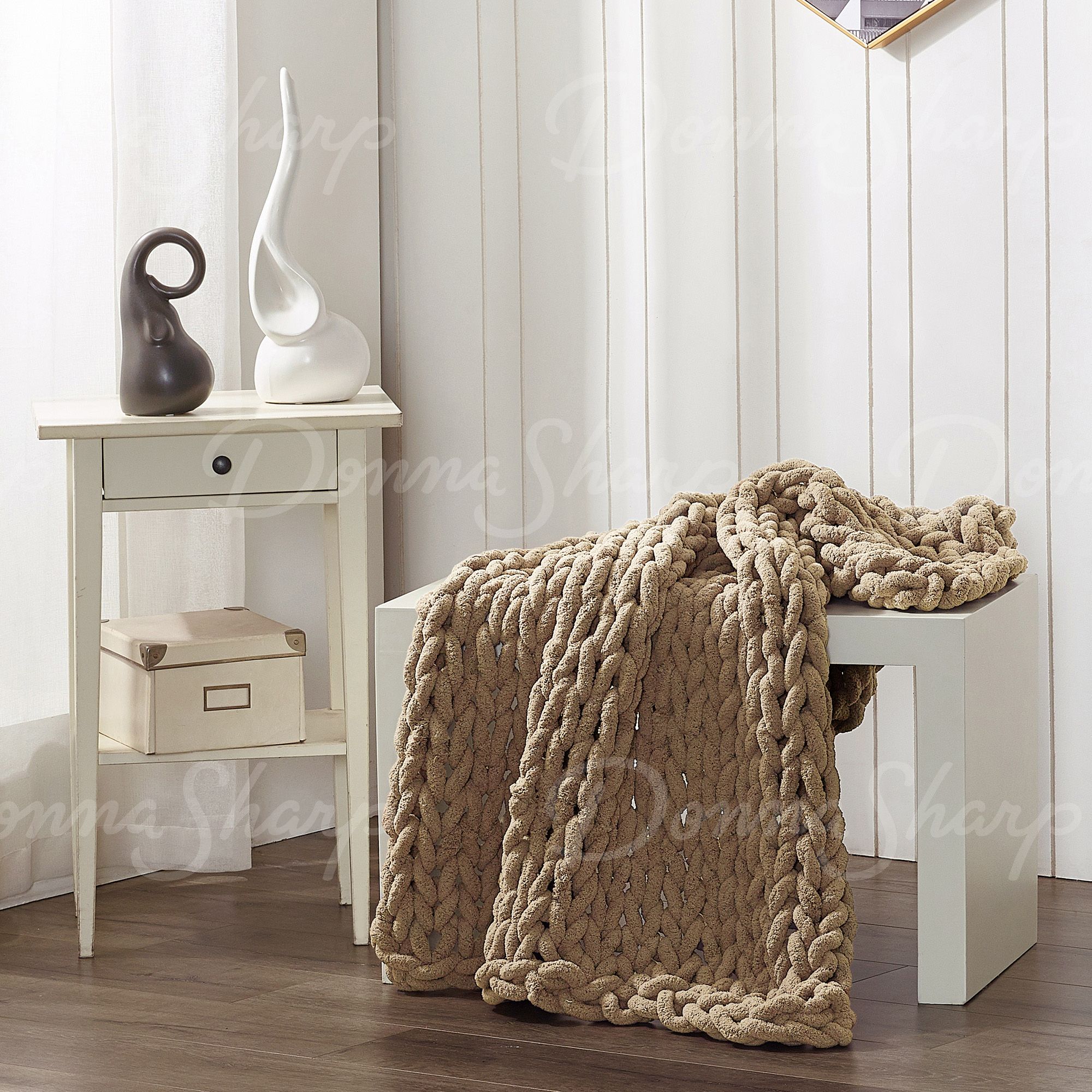 Chenille Knit Throw- Mink