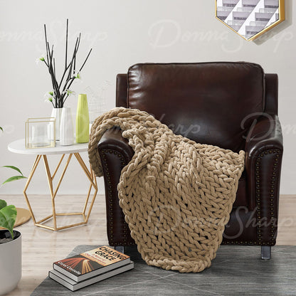 Chenille Knit Throw- Mink