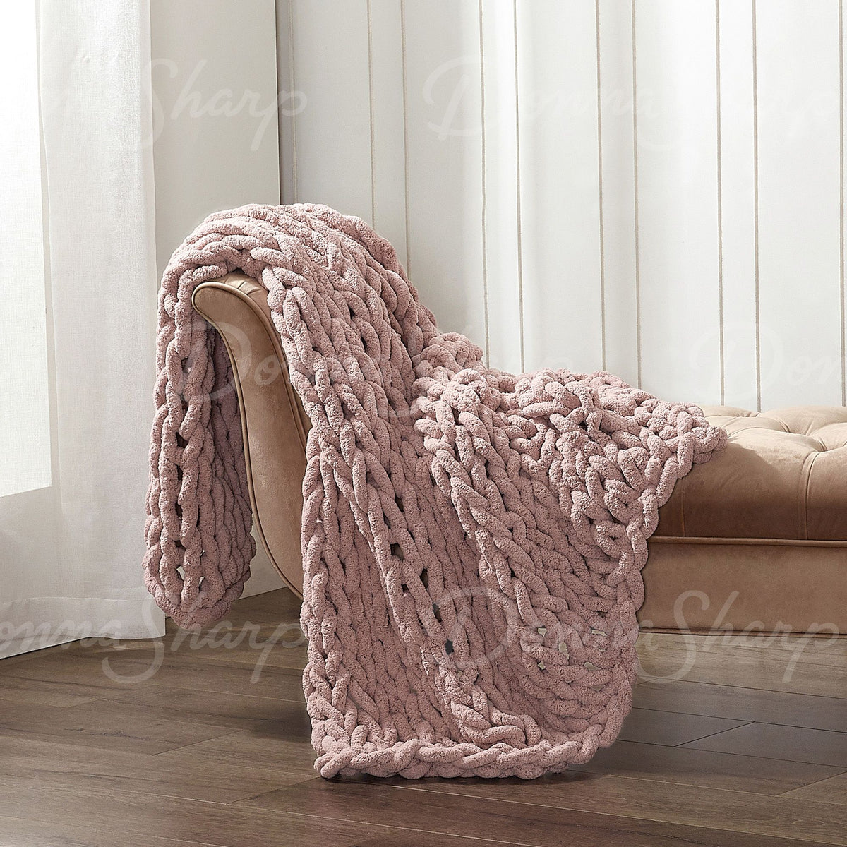 Chenille Knit Throw- Blush