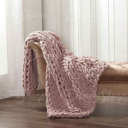 Chenille Knit Throw- Blush