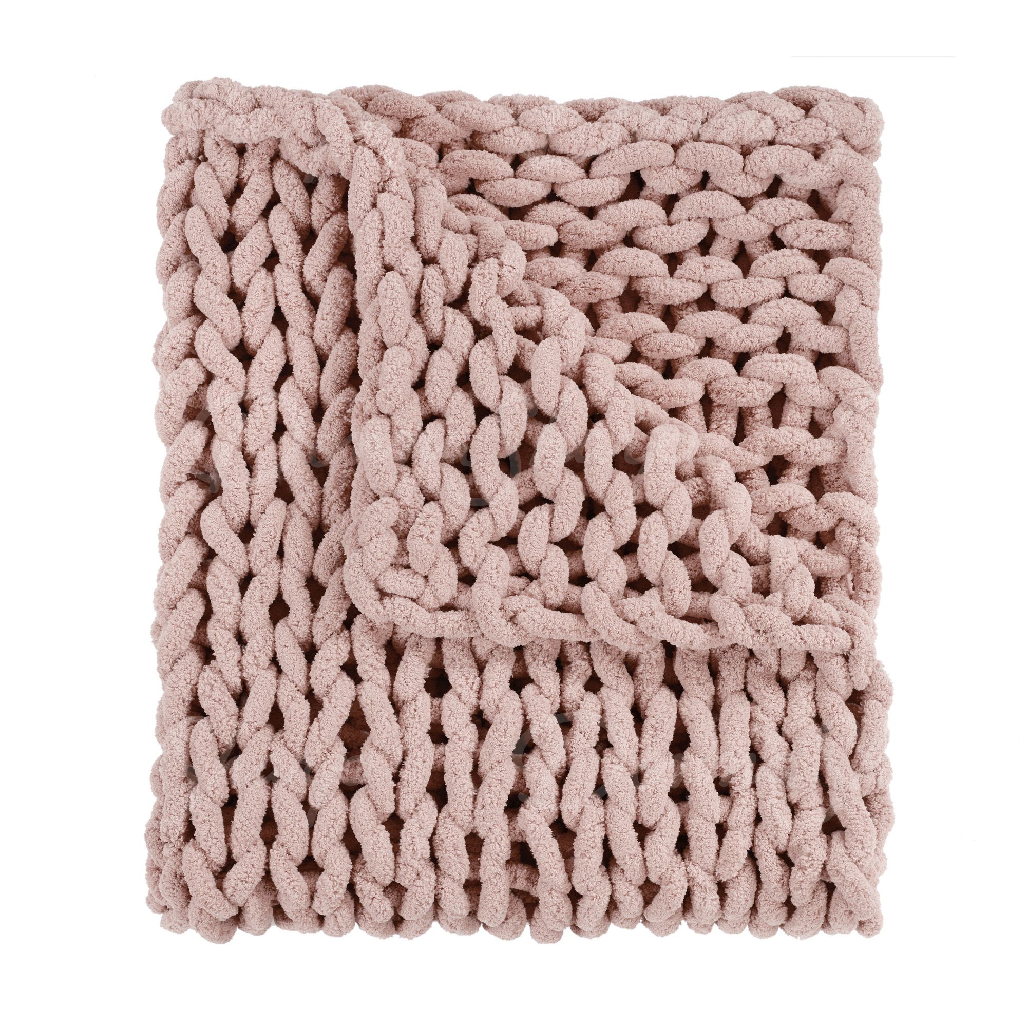 Chenille Knit Throw- Blush