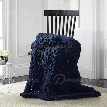Chenille Knit Throw- Navy