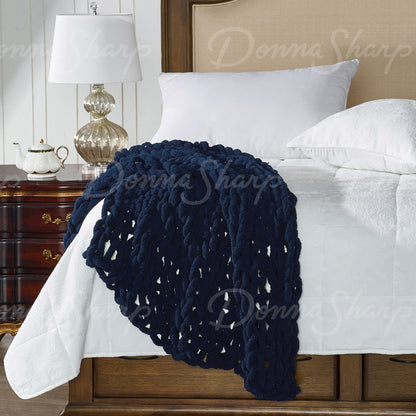 Chenille Knit Throw- Navy
