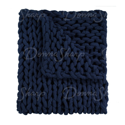 Chenille Knit Throw- Navy