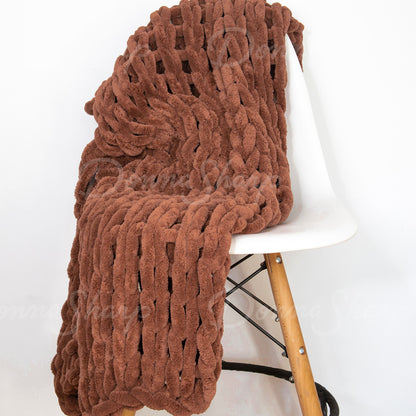 Chenille Knit Throw- Rust